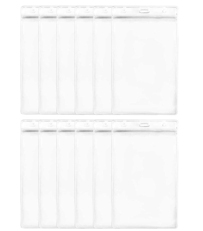 LGEGE 12PCS Transparent Extra Large 6x4"" Badge Holders for Passport ID,Cash,Plane Ticket, Receipts,Credit Card, etc - Image 1